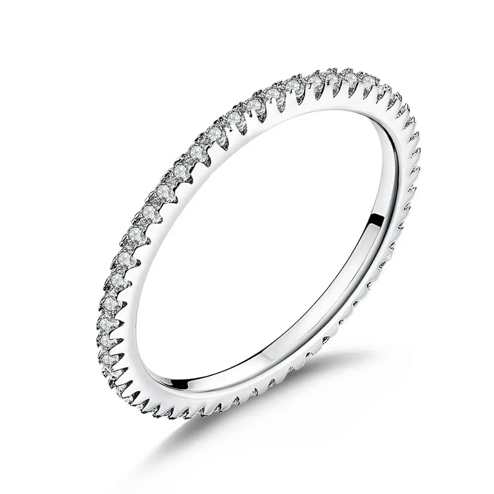 

Circle Clear CZ Diamond Gemstone Jewelry Thin Rings 925 Sterling Silver 2020 Popularly Classic Engagement Bands or Rings Fashion