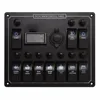 HS13 Multifunctional Auto Car Marine LED 10 Gang Rocker Switch Panel with 12V Power Socket and Voltmeter+Amperemeter