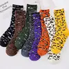 High quality promotional leopard print cotton socks hot sale in stock lower MOQ women colorful patterned crew socks