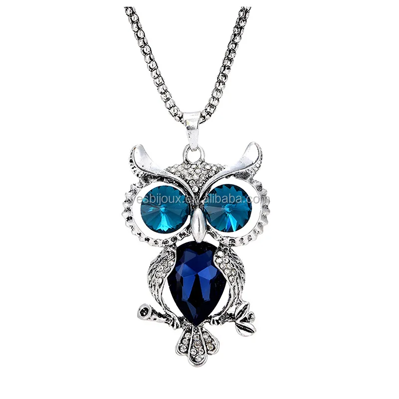 

owl pendant necklace bird 80cm long chain sweater necklace joias