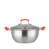 Cheap bulk item cooking pot set steel pots set of stainless cookware without silicone bottom