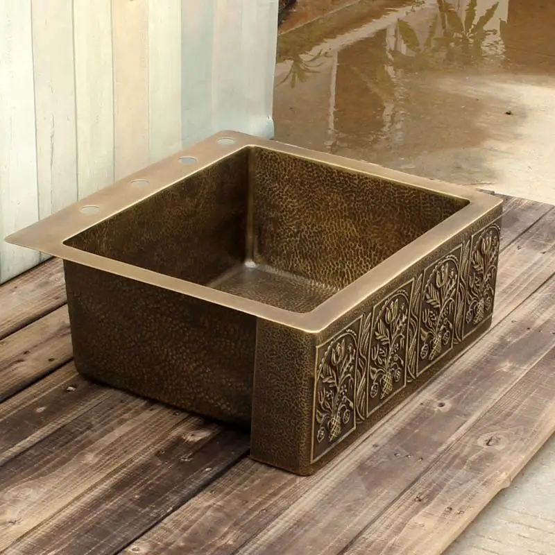 Single Bowl Brass Farmhouse Sink / Brass Apron Front Kitchen Sink Rustic House Victorian Art