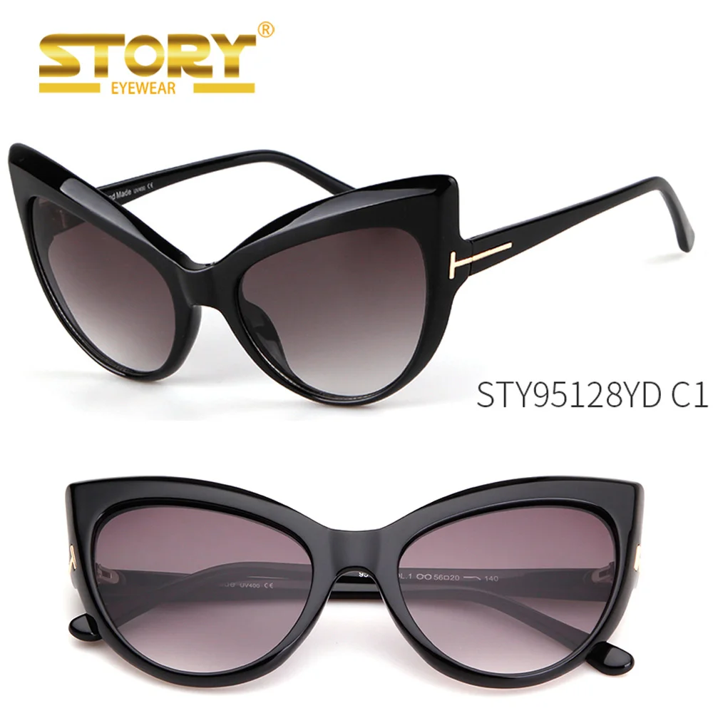 

STORY STY95128YD EU Trend Eyewear Retro Women Big Cateye Sunglasses Shades, Pictures showed as follows