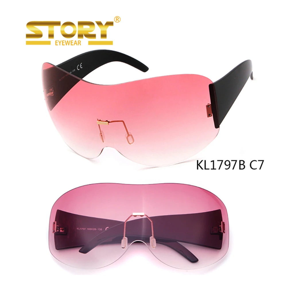 

STORY 2018 rimless oversized frameless one piece lens mask sunglasses, Pictures showed as follows