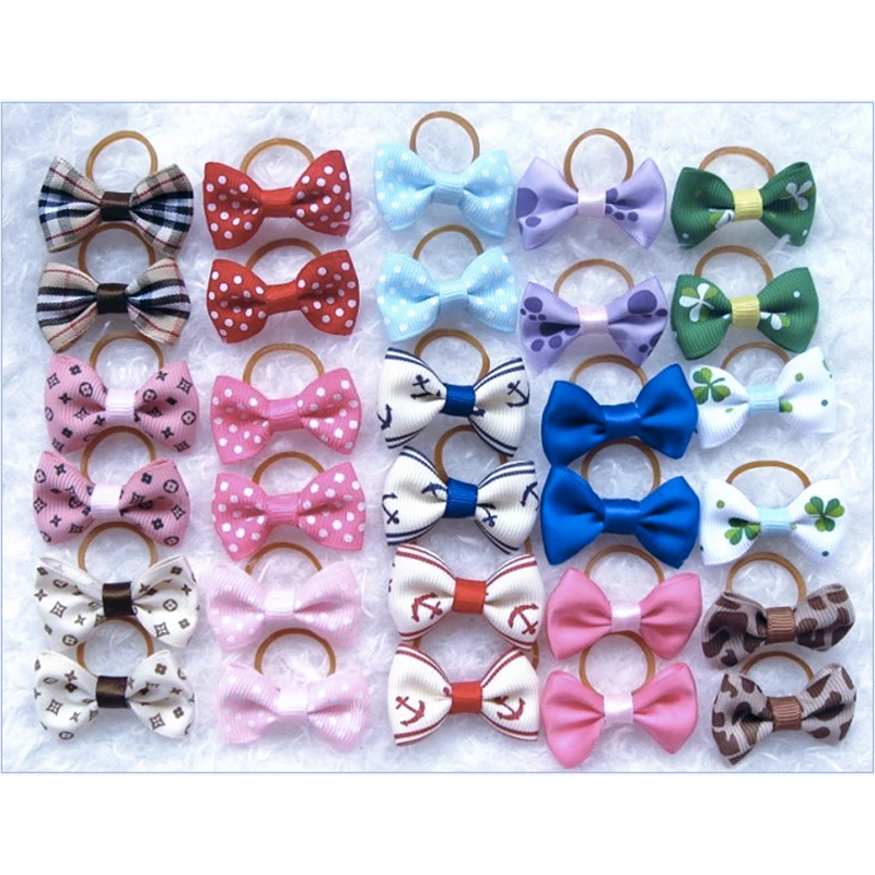 

Rubber Band Pet Dog Hair Bows Accessories Assorted Design Cute Dog Bow Clip, Assorted as picture