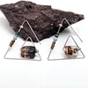 Women Vintage Natural Stone Drop Earrings Zinc Alloy Open Triangle Dangle Earrings Jewelry (KDR032)