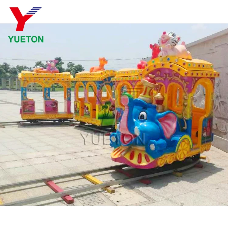 

Amusement Park Christmas Electric Backyard Fiberglass Body Small Elephant Train Track Ride For Kids, Customized