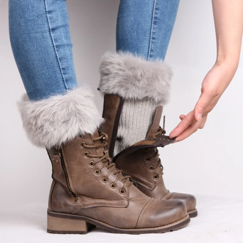 

Fashion Women Winter Fur Leg Warmers Faux Fur Knitting Boot Cuffs, 9 colors for choose