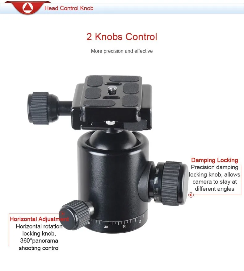 Kingjoy AC-289+QF-1T Professional Aluminum 5 Section Foldable DSLR Camera Photo Monopod Tripod Kits