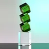 Green trophy solid glass cube