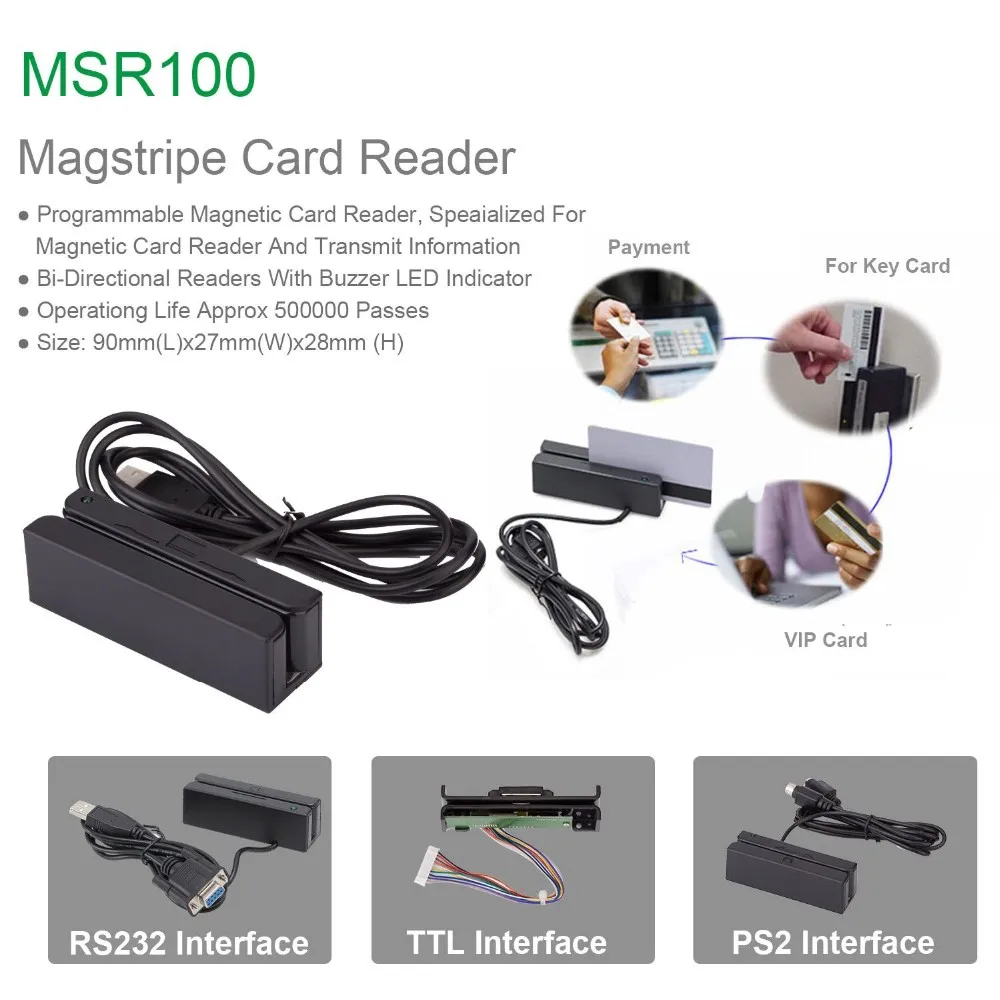 3 Tracks Msr Hico Loco Magnetic Stripe Card Reader Writer For Thailand