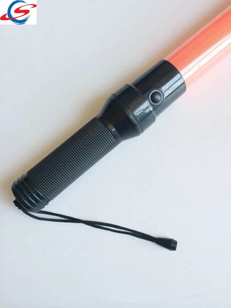 
54cm rechargeable security white torch red led flashing traffic baton light 