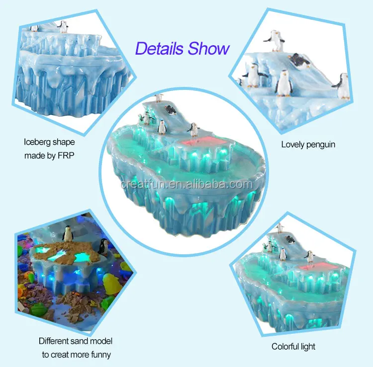 Indoor playground DIY multi-players fiberglass magic art sand table for children