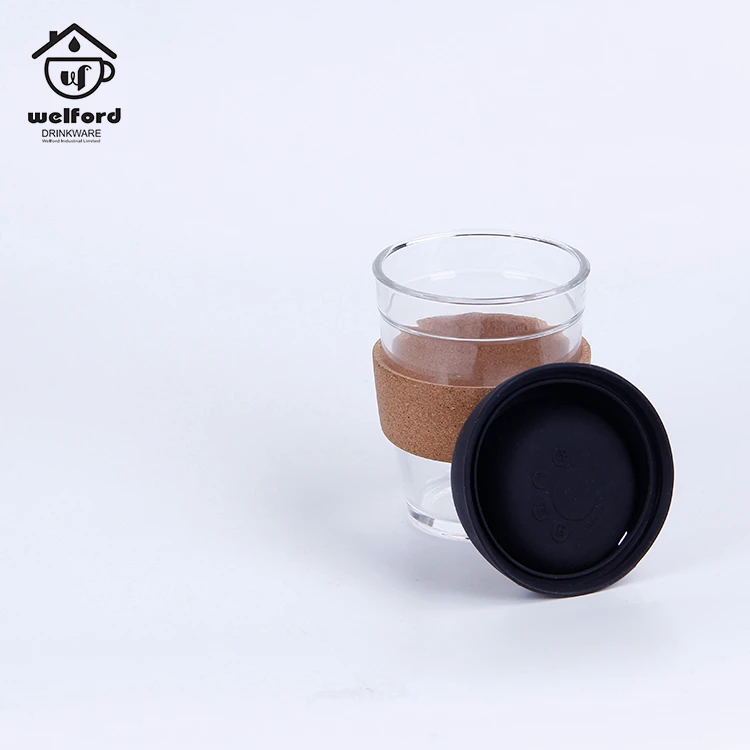 Multi Purpose Large Capacity Cheap Glass Coffee Cup With Cork Sleeve