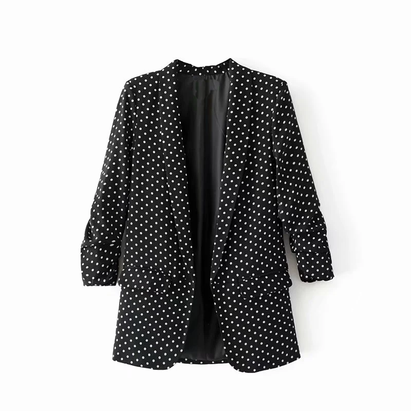 

2019 spring newest style fashion polka dot spring jacket women casual blazer, N/a