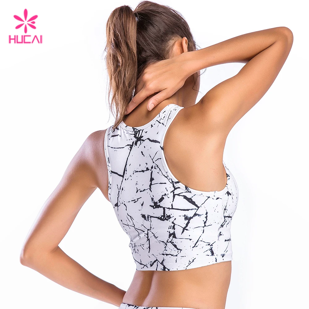 

1 PC MOQ In Stock Multiple Style US Size Custom Yoga Wear Quick Dry Women Marble Sublimated Printed Sports Bra, The same color as shown in the photo ( can do as your require)