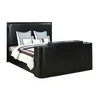 Miles Black Queen Bed with TV Lift leather TV bed 30" 50" TV bed custom