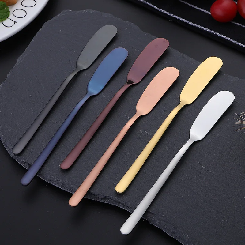 

5 colors Kitchen Tableware Utensil Cutlery Cheese Dessert Jam stainless steel Butter knife, Customized