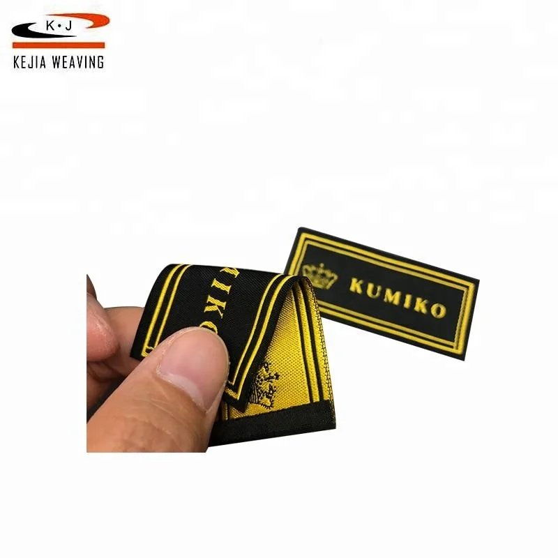 

Heat cut centerfold fabric iron straight fold custom garment woven fabric washable size label for cloths, Any color