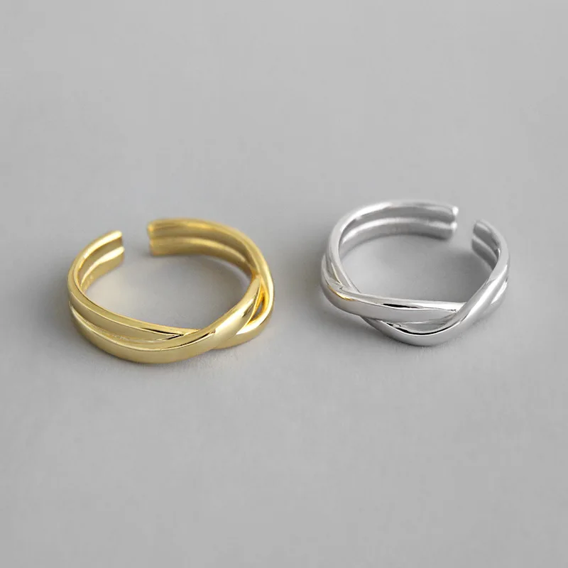 

925 silver ring Woven corss women ring simple personality adjustable ring, N/a