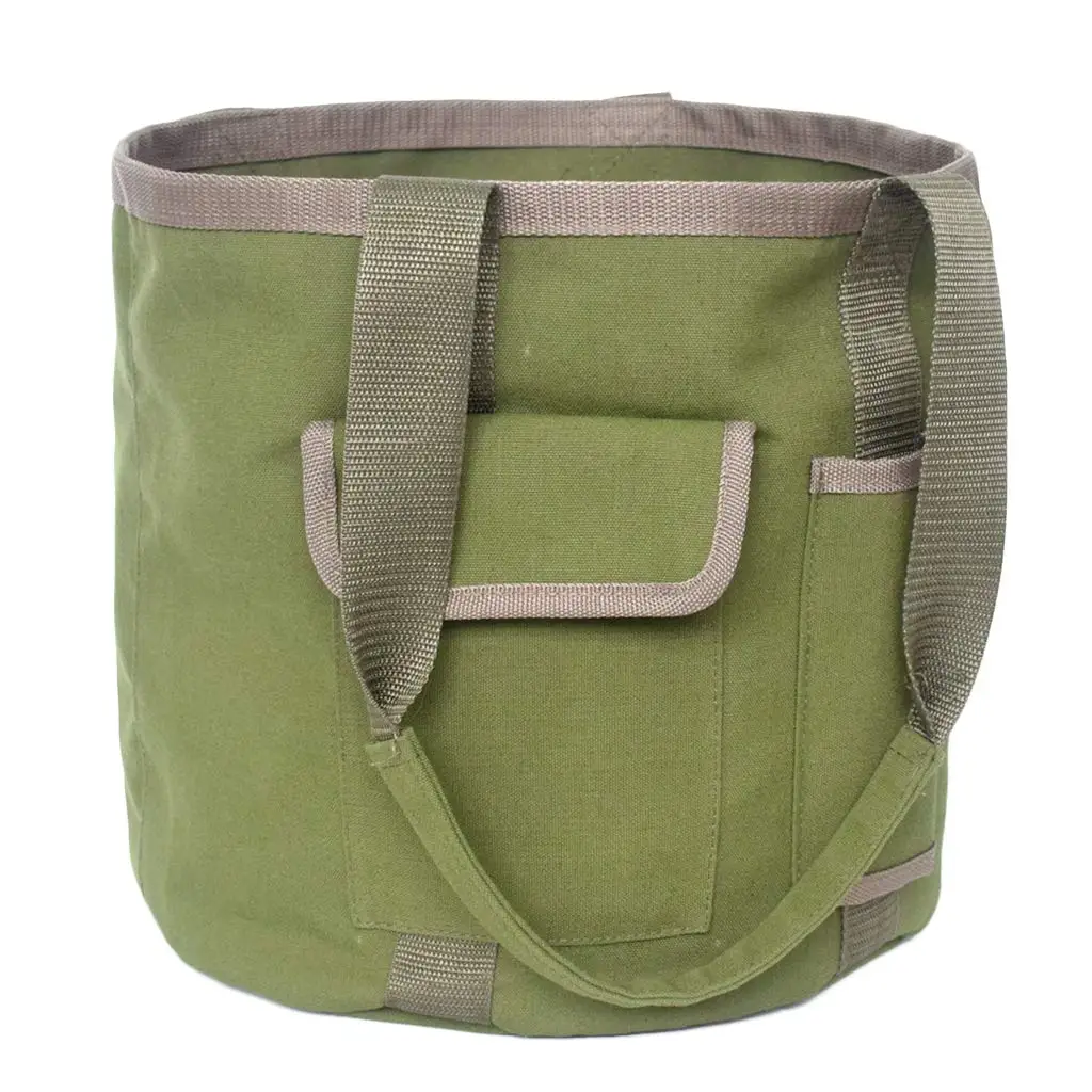 可重复使用的便携式水桶花园工具包防水帆布园艺手提袋储物袋用于农场
