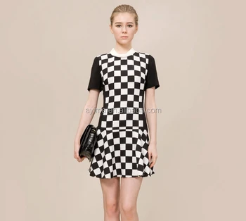 black and white chequered dress