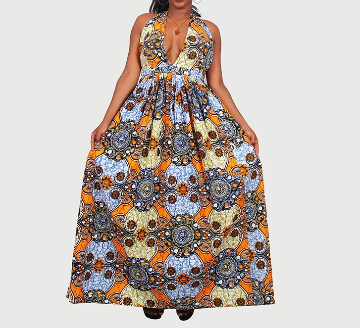 African Traditional Dresses And Skirts Wax Print Maxi African Kitenge ...