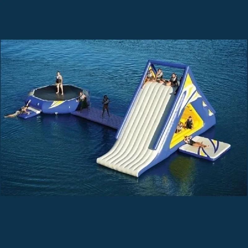 

Sea/lake inflatable floating water park trampoline triangle water slide for adults and children