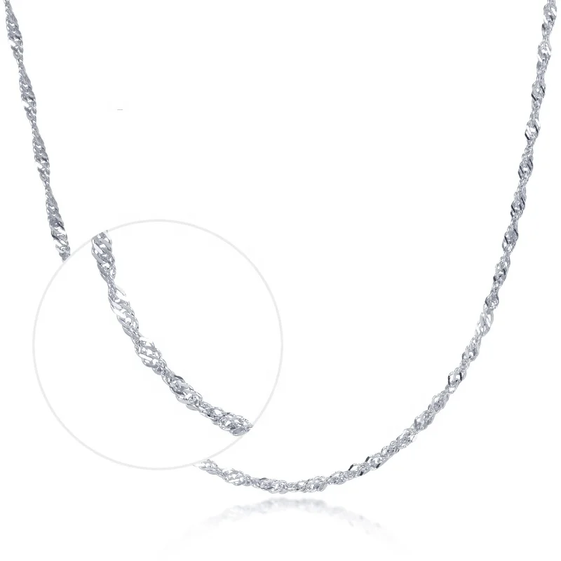 

L04 Water Wave Singapore Necklace Factory Direct Sales 925 Sterling Silver Chain in size 16/18/20/22/24inch