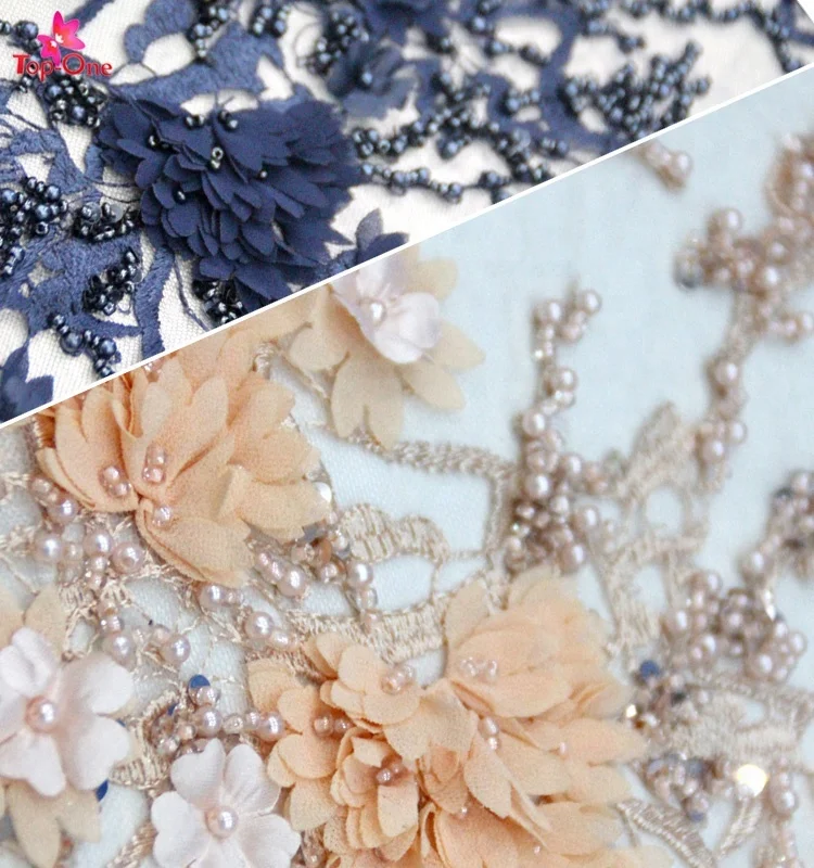 

Luxury Korean embroidery beaded bridal lace for wedding