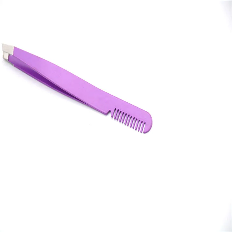 
Customized Color Laser Logo Stainless Steel Durable Eyebrow Tweezer With Comb 