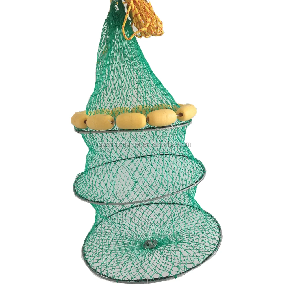 Portable Green Multi Size Nylon Mesh Shrimp Floating Folding Fishing Net Cage