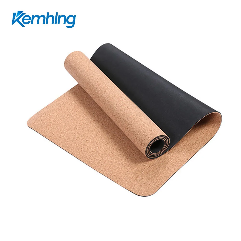 
custom logo print eco friendly yoga mat tpe combine cork yoga mat 
