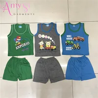 

0.87 USD BT006 Summer cotton cartoon tank top shorts kids boys set clothes