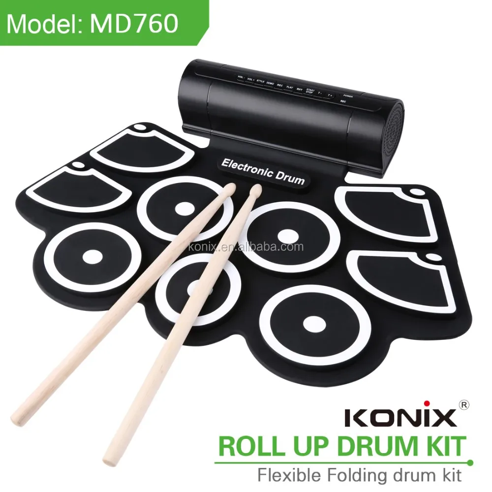 

Konix Educational Kit For Kids MIDI Roll Up Silcone Drum Kits Built-in Speaker Fun Toys Game Player Music Instrument