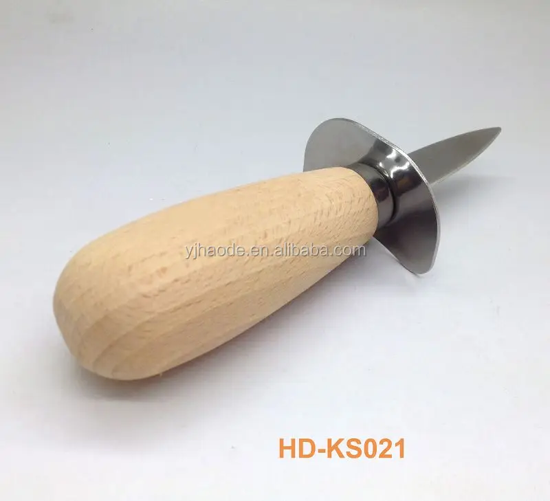 
Durable stainless steel oyster knife with wooden handle sea food shell opener 