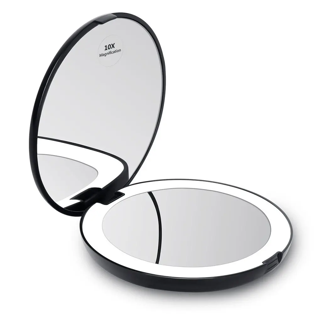 

4.9 Inch Wide Illuminated Folding Travel LED Light Compact Pocket Mirror, White