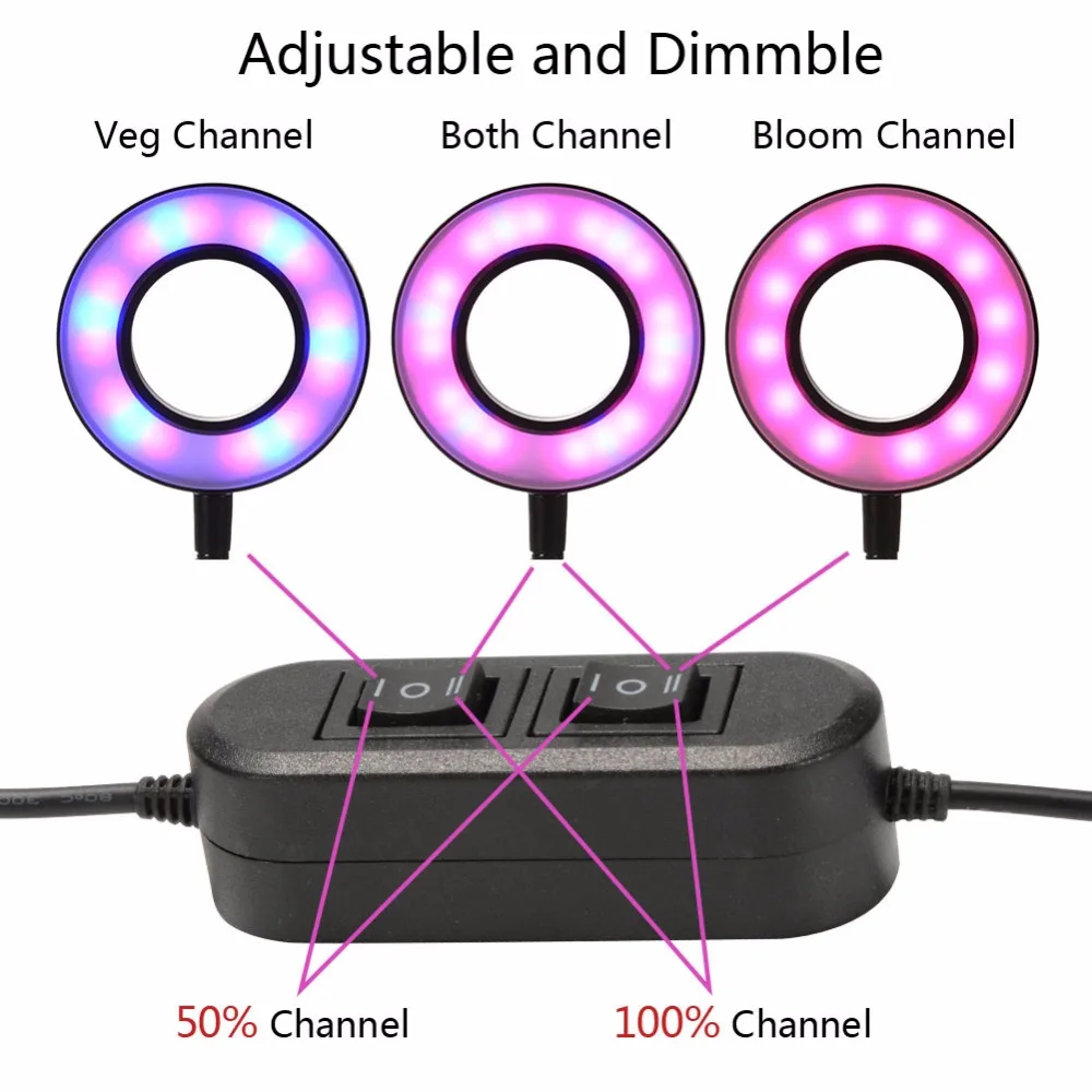 Accelerate Garden Vegetable Flowers Potted Plants Growth 10W LED Grow Lamp 3 Mode Dimmable High Bright Holder Clip Plant Light