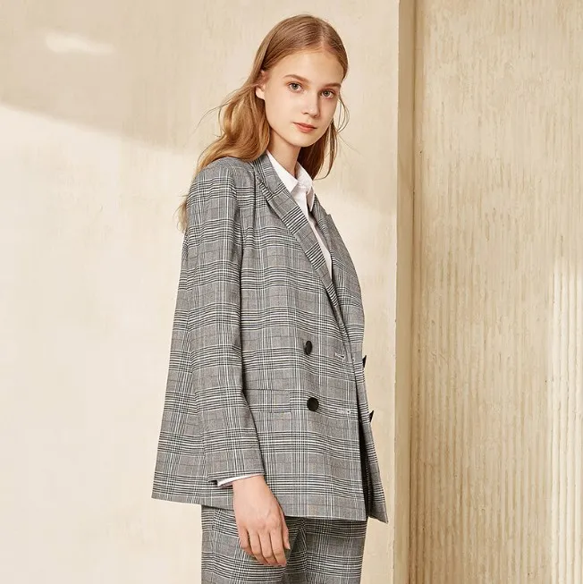 

New design 100% wool woman long pants jacket ladies office suit styles