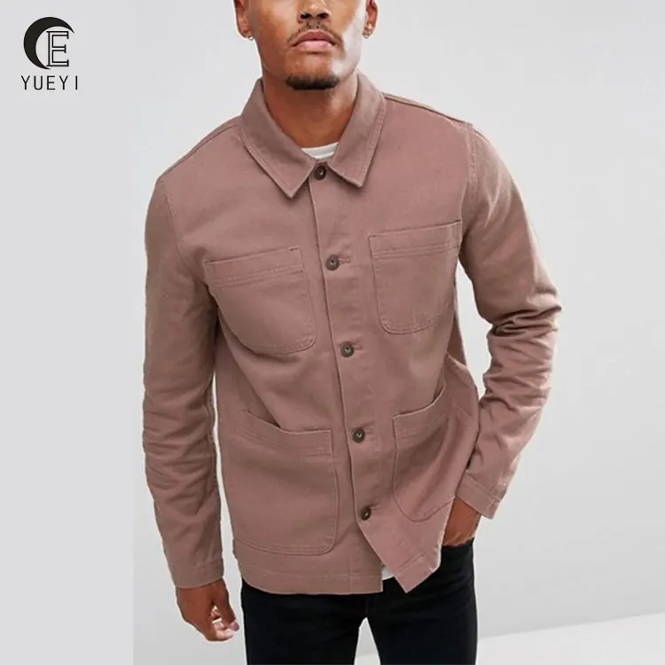 

2020 New fashion hot sale reasonable price fashionable stylish men's outfit for worker jacket in washed pink long sleeve, As picture or can be customized