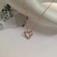 

Valentine's Day Gift Love Heart Rose Gold Necklace, 18K Gold Diamond Necklace Gold Jewelry For Gift