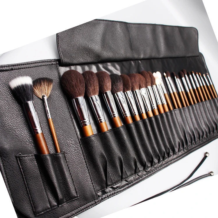 Custom Makeup Brushes 25pcs Wooden Handle Vegan Make Up Brushes Set