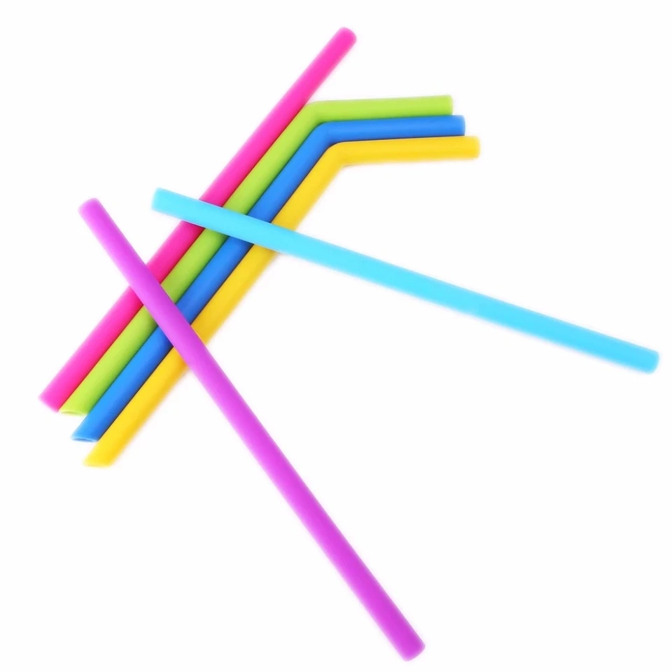 

Amazon hot selling different color silicone straws eco-friendly drinking silicone straw stocked, Green;pink and blue etc.