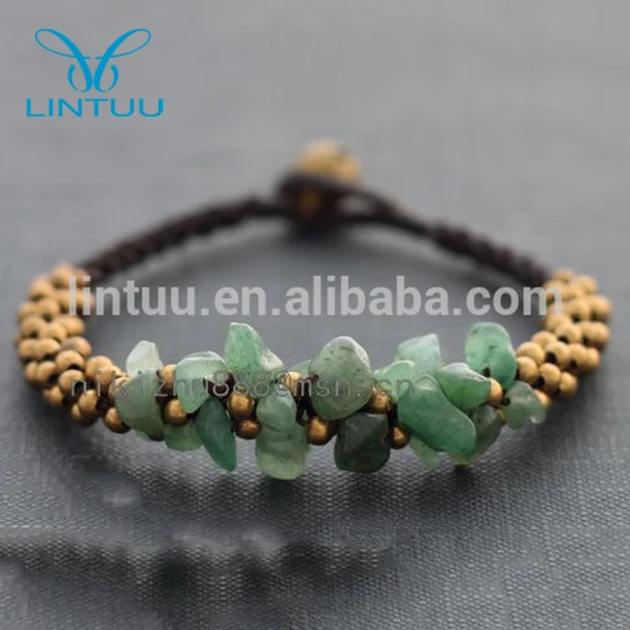 

Wholesale promotional jade stone and brass bell beads bracelet