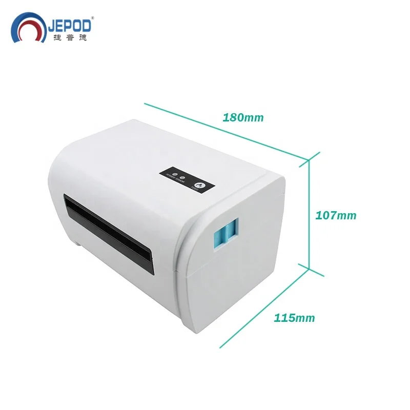 

JEPOD JP-9200 20-108mm 4 inch Portable Desktop Shipping Address Label A6 Barcode Maker Label Printer Optional with Stand, Black/white