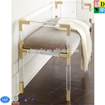 wholesale modern acrylic furniture acrylic bed bench with metal
