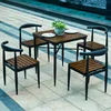 nitLong lifetime Outdoor Waterproof Garden Furniture Set Handmade Painted Wooden Furniture Coffee Shop Chair and Table 1 Set