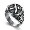 Cool Men's Titanium Stainless Steel Dual Blade Retro Style Sovereign Ring