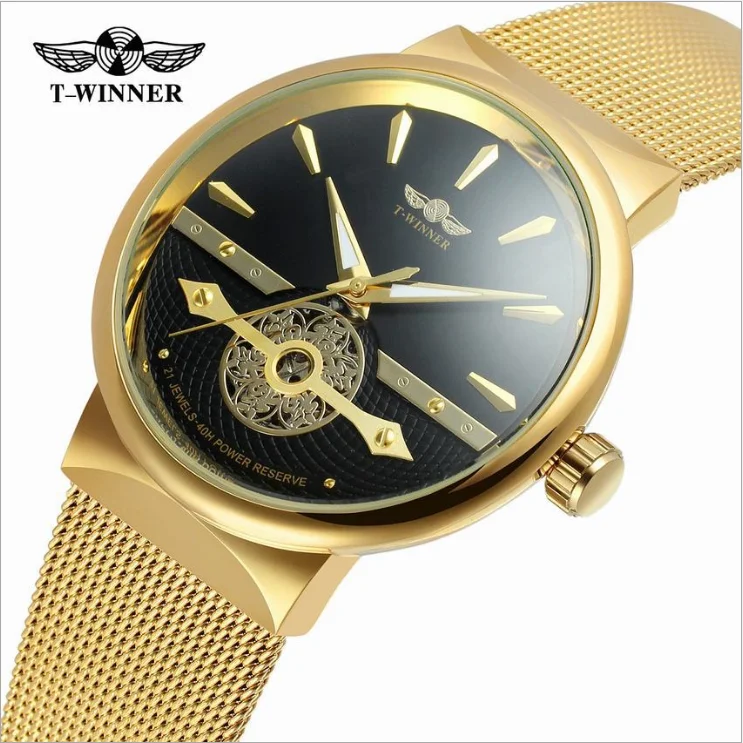 

T-WINNER waterproof men's fashion casual hollow mesh with automatic mechanical watches, Colourful