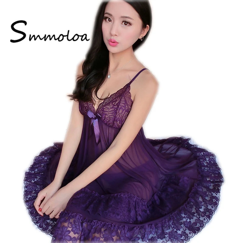 

Smmoloa Wholesale Sexy Lace Halter Babydoll Lingerie Nightgown, White/red/purple/black/light pink/watermelon-red